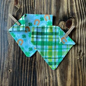 Handmade- XS - Reversible Pet Bandana - Slips over collar - St Patty’s Day